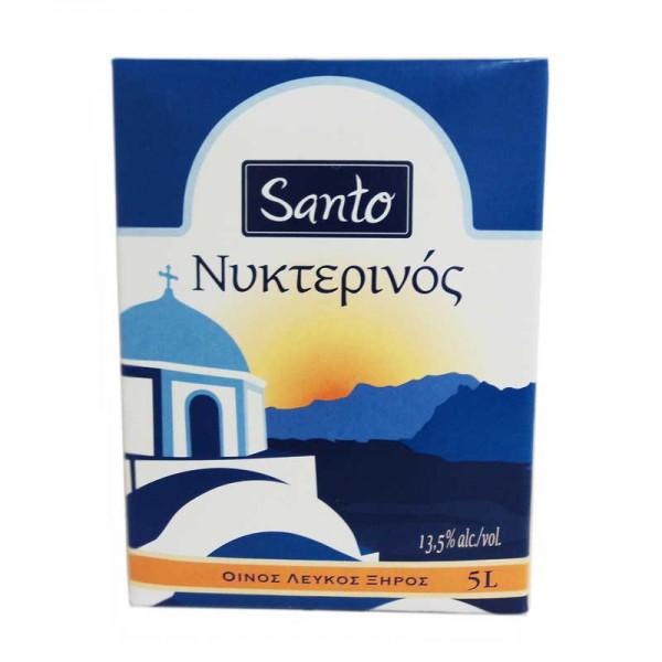 Οίνος λευκός ξηρός ασκός Νυχτερινός SANTOWINES 5 lt