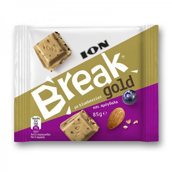 Σοκολάτα Break Gold με blueberries & αμύγδαλα - ΙΟΝ 85 gr
