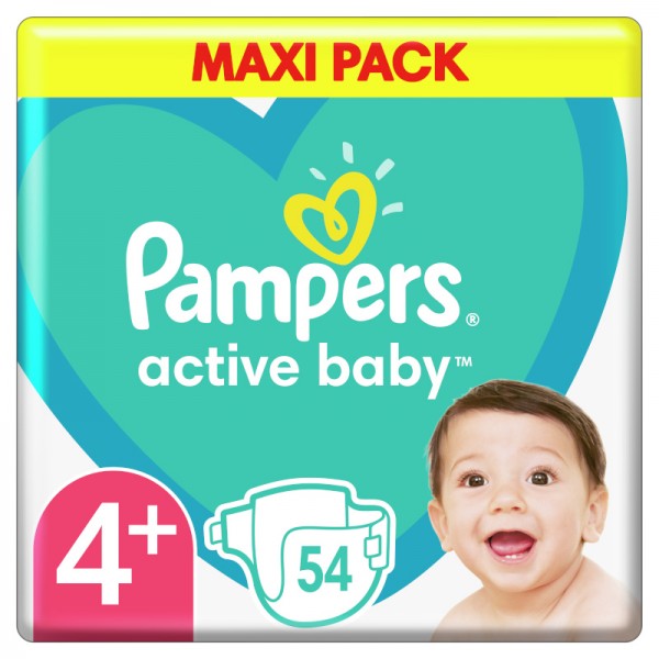 Πάνες Pampers Active Baby No 4+ (10-15kg) Maxi Pack 54τμχ