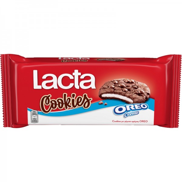 Μπισκότα Cookies με Γέμιση Κρέμας Oreo και Κομματάκια Σοκολάτας Γάλακτος Lacta 156gr