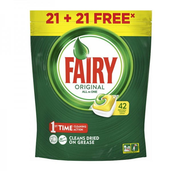 Κάψουλες Πλυντηρίου Πιάτων Fairy Original All In One Λεμόνι 42τμχ