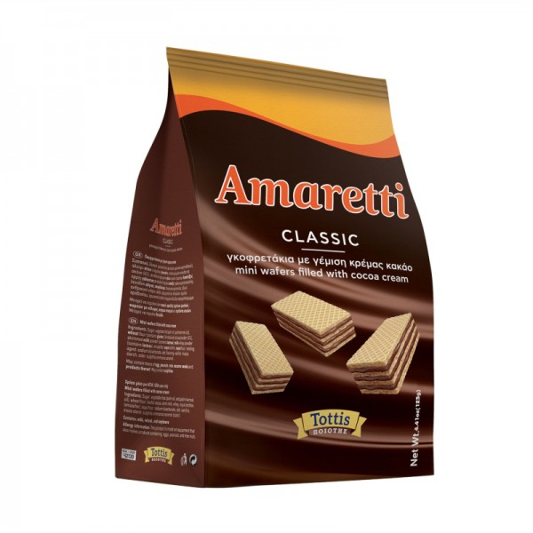 Γκοφρετάκια με Γέμιση Κρέμα Κακάο Amaretti 125gr