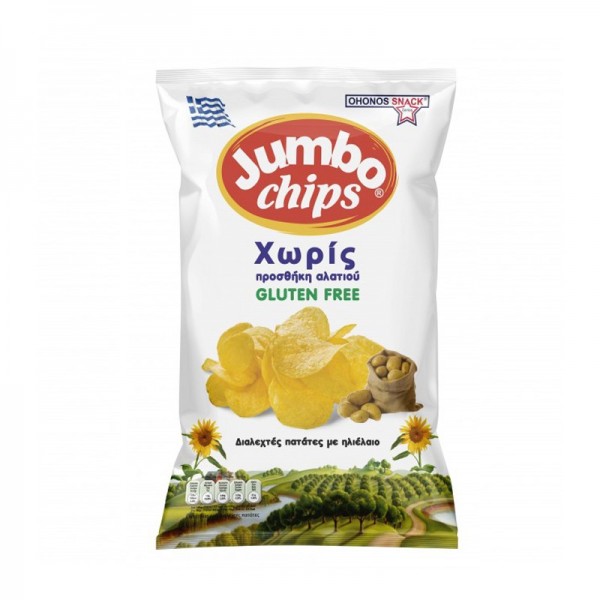 Jumbo Chips χωρίς Προσθήκη Aλατιού Xωρίς Γλουτένη Ohonos 130gr