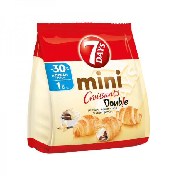Κρουασάν 7Days Mini με γέμιση κρέμα Κακάο και γεύση Βανίλια 95gr (30% Δώρο Επιπλέον Προϊόν)