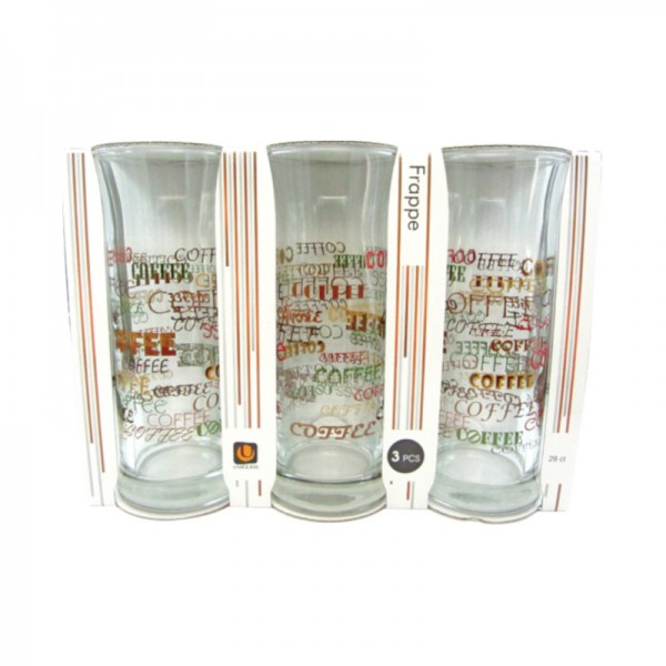 Ποτήρια Καφέ Frappe/Freddo Γυάλινα Escent Uniglass 290ml Σετ 3τμχ