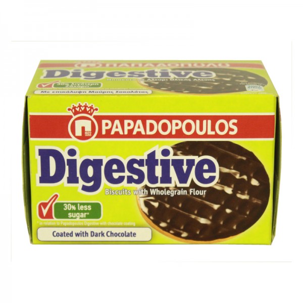 Μπισκότα Digestive με Μαύρη Σοκολάτα και 30% λιγότερη Ζάχαρη Παπαδοπούλου 200gr