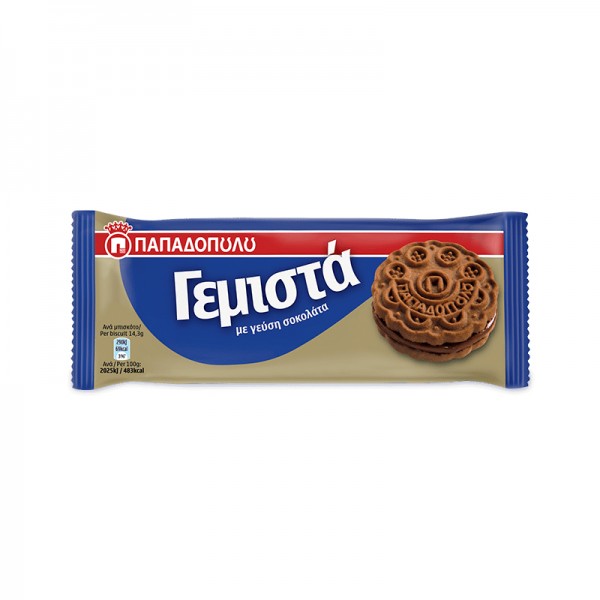 Μπισκότα Γεμιστά με γεύση Σοκολάτα Παπαδοπούλου 58gr