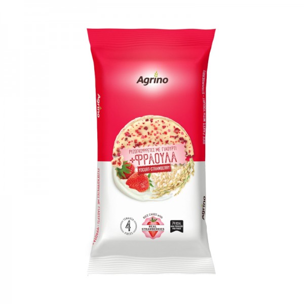 Ρυζογκοφρέτες με Γιαούρτι και Φράουλα Agrino 62gr