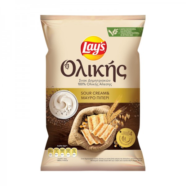 Σνακ Δημητριακών Ολικής Άλεσης Sour Cream & Μαύρο Πιπέρι Lay's 95gr