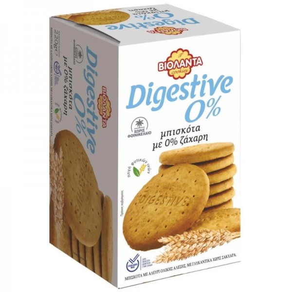 Μπισκότα Digestive 0% Ολικής Άλεσης Χωρίς Ζάχαρη Βιολάντα 200gr