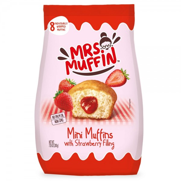 Mini Μάφιν με Γέμιση Μαρμελάδα Φράουλας Mrs Muffin 200gr