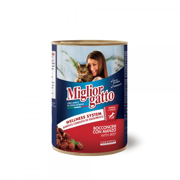 Τροφή για Γάτες με Μοσχάρι Miglior Gatto Morando 405gr