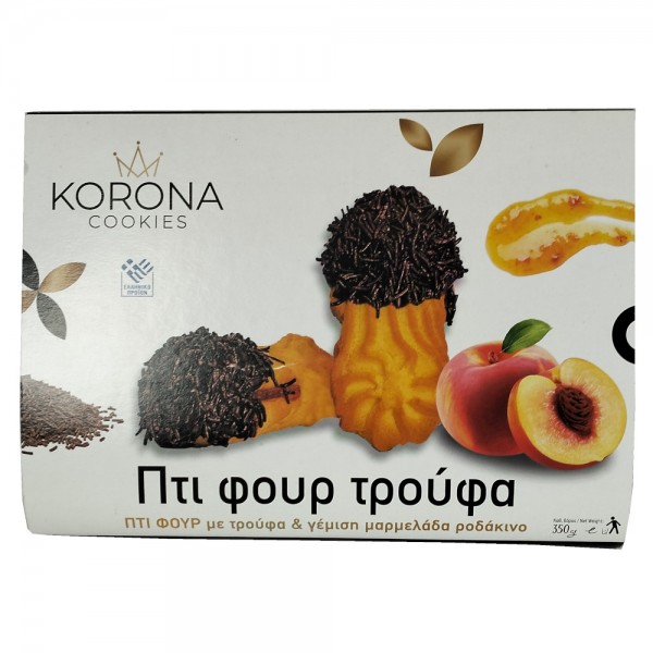 Πτι Φουρ με Τρούφα & Γέμιση Μαρμελάδα Ροδάκινο Korona Cookies 350gr
