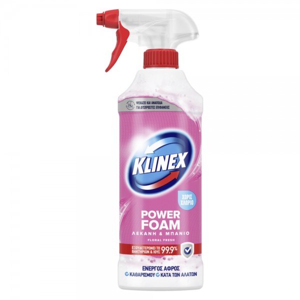 Spray Αφρού για Καθαρισμό Μπάνιου Floral Power Foam Klinex 435ml