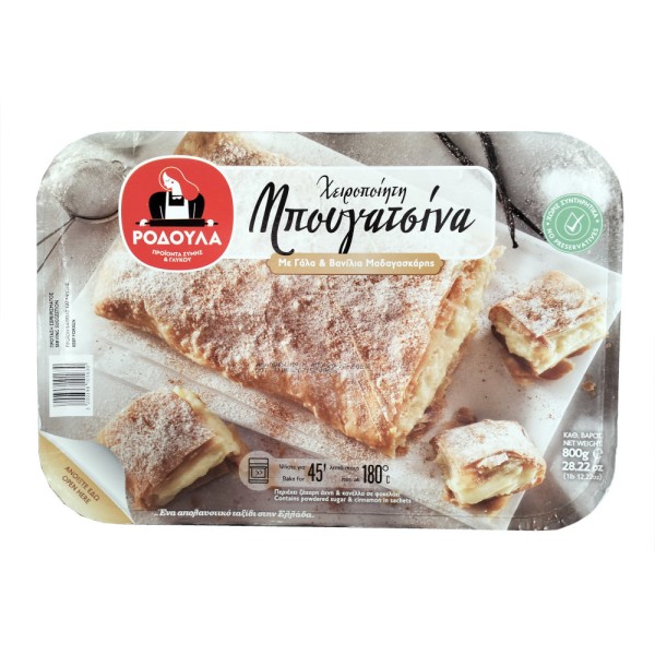Χειροποίητη Μπουγατσίνα με Γάλα & Βανίλια Μαδαγασκάρης Ροδούλα 800gr