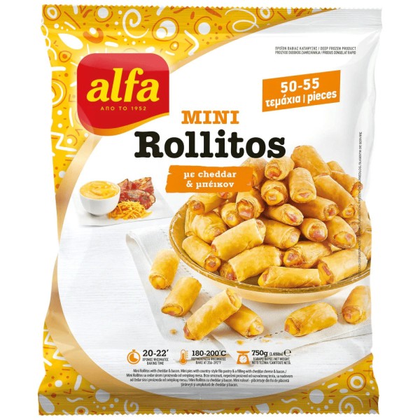 Mini Rollitos με Cheddar & Μπέικον Alfa 750gr