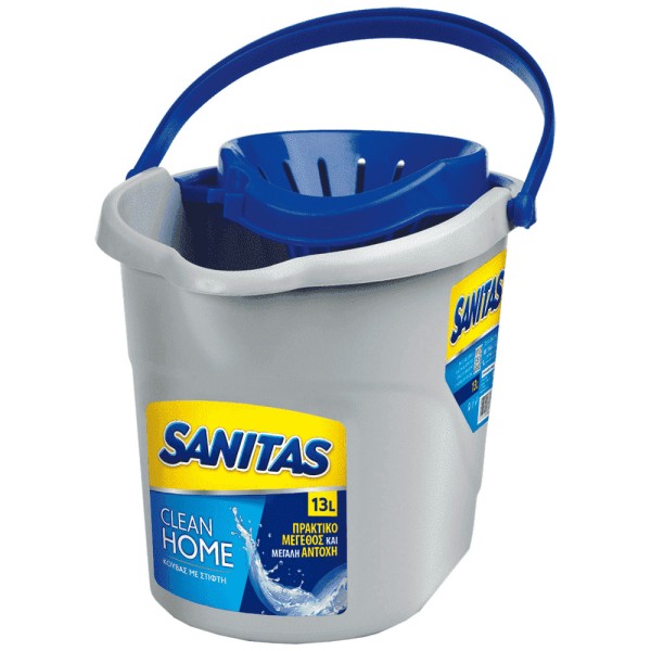 Κουβάς Με Ελαστικό Στίφτη Clean Home Sanitas 13lt
