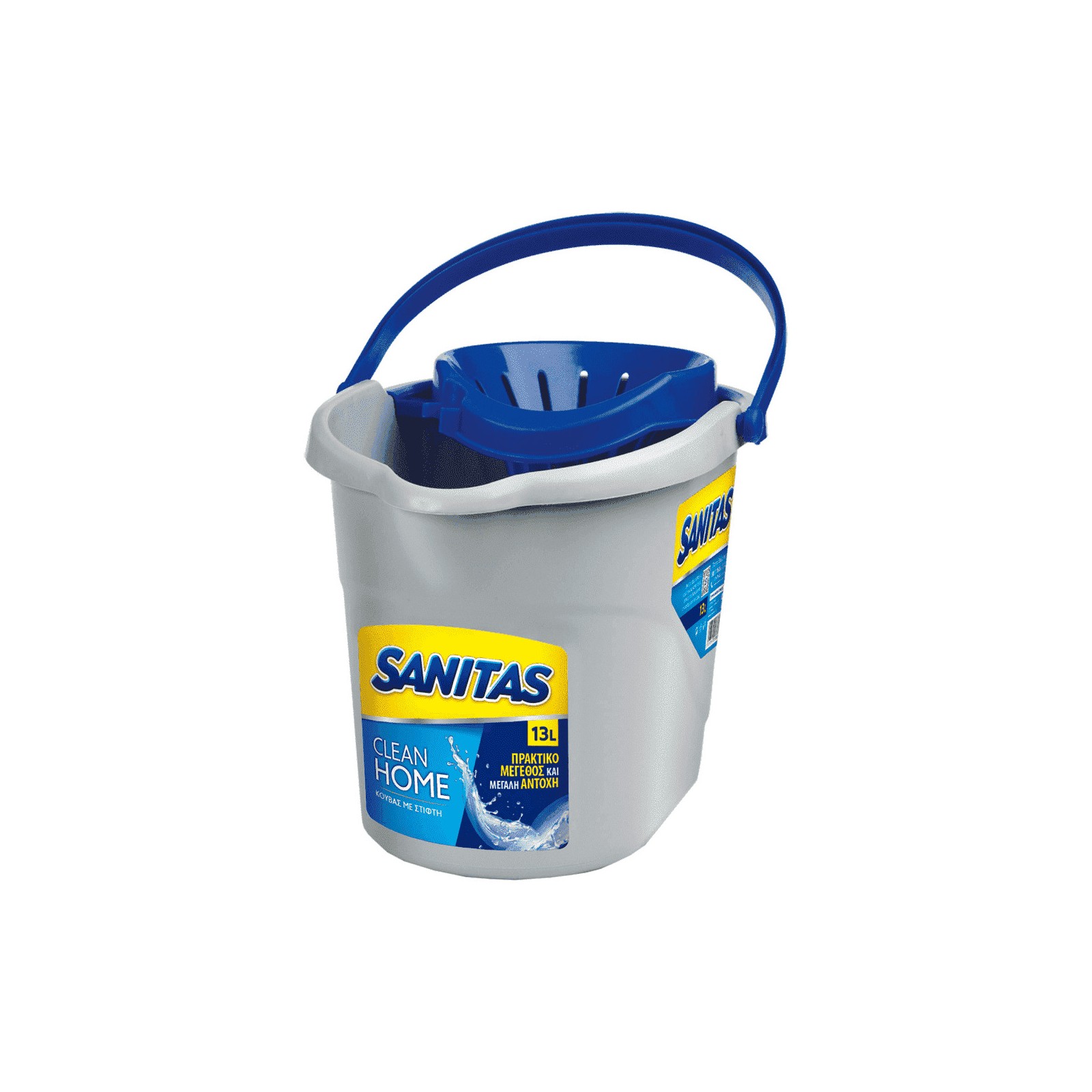 Κουβάς Με Ελαστικό Στίφτη Clean Home Sanitas 13lt