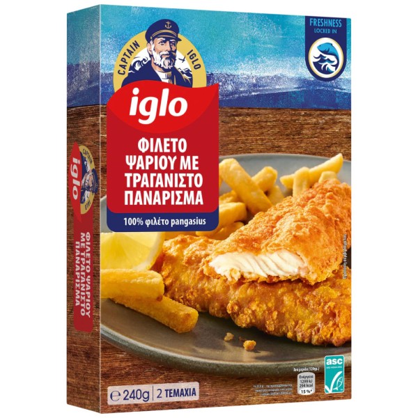 Φιλέτο Ψαριού με Τραγανιστό Πανάρισμα Captain Iglo 240gr