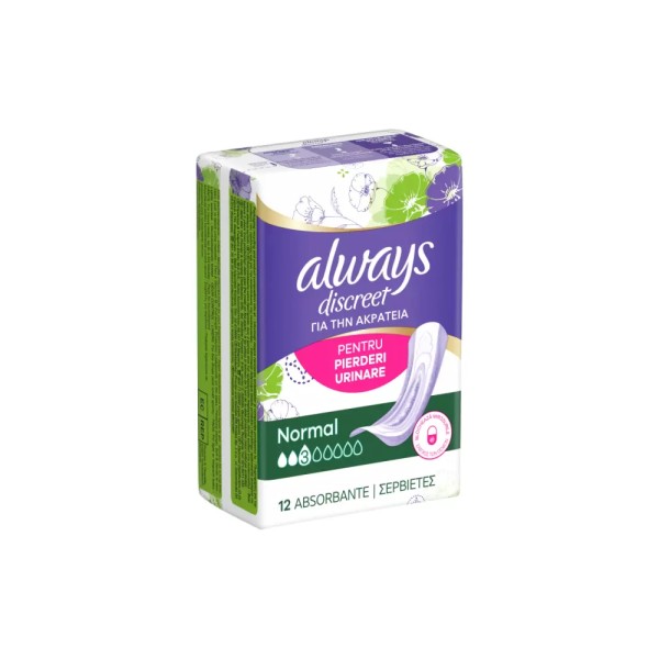 Σερβιέτες Ακράτειας Discreet Normal Νο3 Always 12τμχ