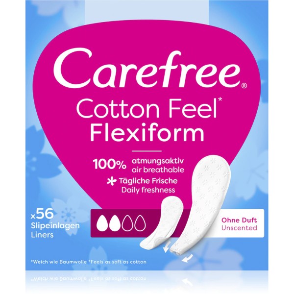Σερβιέτες Cotton Feel Flexiform Unscented CareFree 56τμχ