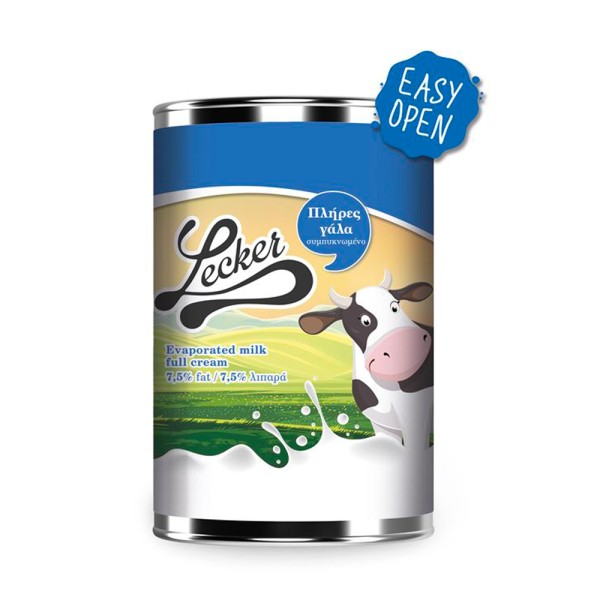 Γάλα Εβαπορέ Πλήρες 7,5% Λιπαρά Lecker 410gr