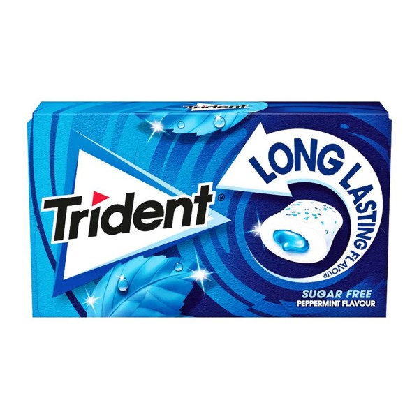 Τσίχλες με Γεύση Μέντα χωρίς Ζάχαρη Trident Long Lasting 22gr