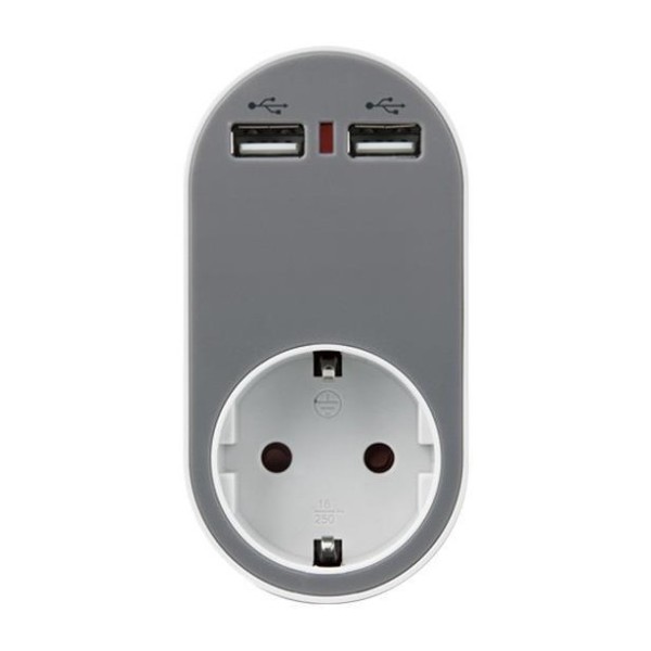 Αντάπτορας Σούκο με 2 USB & Προστασία Επαφών...
