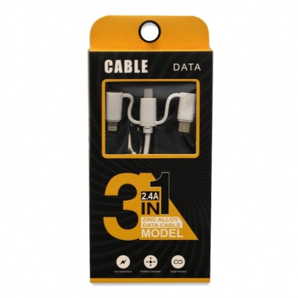 Καλώδιο 3 σε 1 Multi Port 2.4A 1m