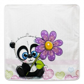 Μπουρνουζοπετσέτα Βρεφική Σχέδιο Panda με Λουλούδι PNG...