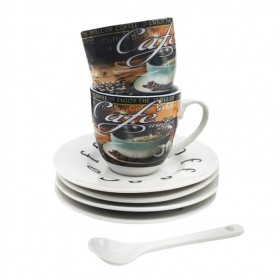 Σετ 4τμχ Φλιτζάνια Espresso με Πιατάκια & Κουταλάκια...