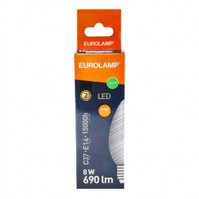 Λάμπα LED Θερμό Λευκό C37 Ε14 Eurolamp 180-77214 8W 2