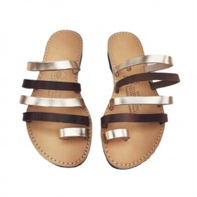 Σανδάλια Γυναικεία Δερμάτινα Καφέ/Χρυσό Kouros Leather 0006 2