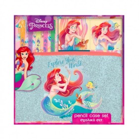 Σετ 8τμχ Κασετίνα με Στυλό & Αυτοκόλλητα Princess Ariel...
