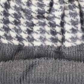 Σκούφος Pom Pom Καρό με Επένδυση Fleece Γκρι 2