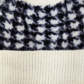 Σκούφος Pom Pom Καρό με Επένδυση Fleece Λευκό-Μαύρο 2