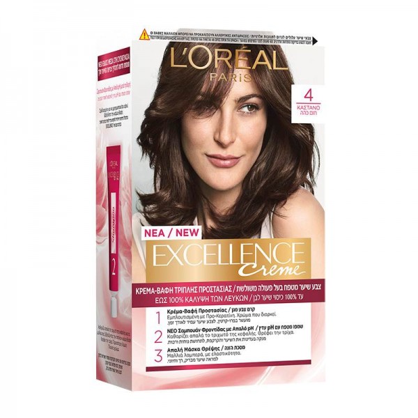 Βαφή Μαλλιών L'Oreal Excellence Creme No 4.0 Καστανό 48ml -4€