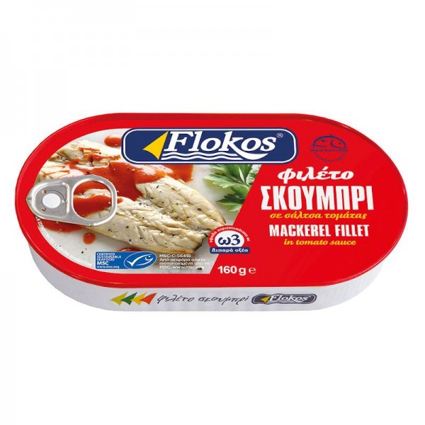 Φιλέτο Σκουμπρί σε Σάλτσα Τομάτας Flokos 160gr