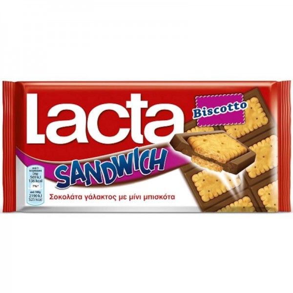 Σοκολάτα γάλακτος Biscotto Lacta 87gr