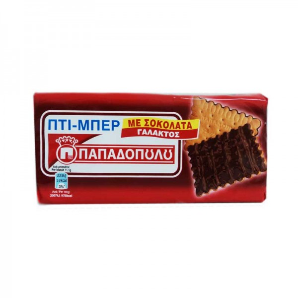 Μπισκότα Πτι Μπερ με Σοκολάτα Γάλακτος Παπαδοπούλου 200gr