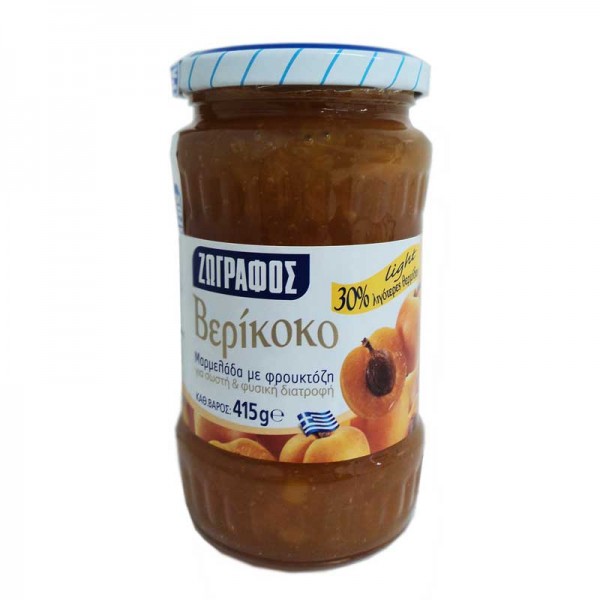 Μαρμελάδα Light Βερίκοκο με Φρουκτόζη Ζωγράφος 415gr